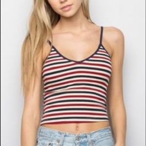 Brandy Melville red white and blue stripe tank top